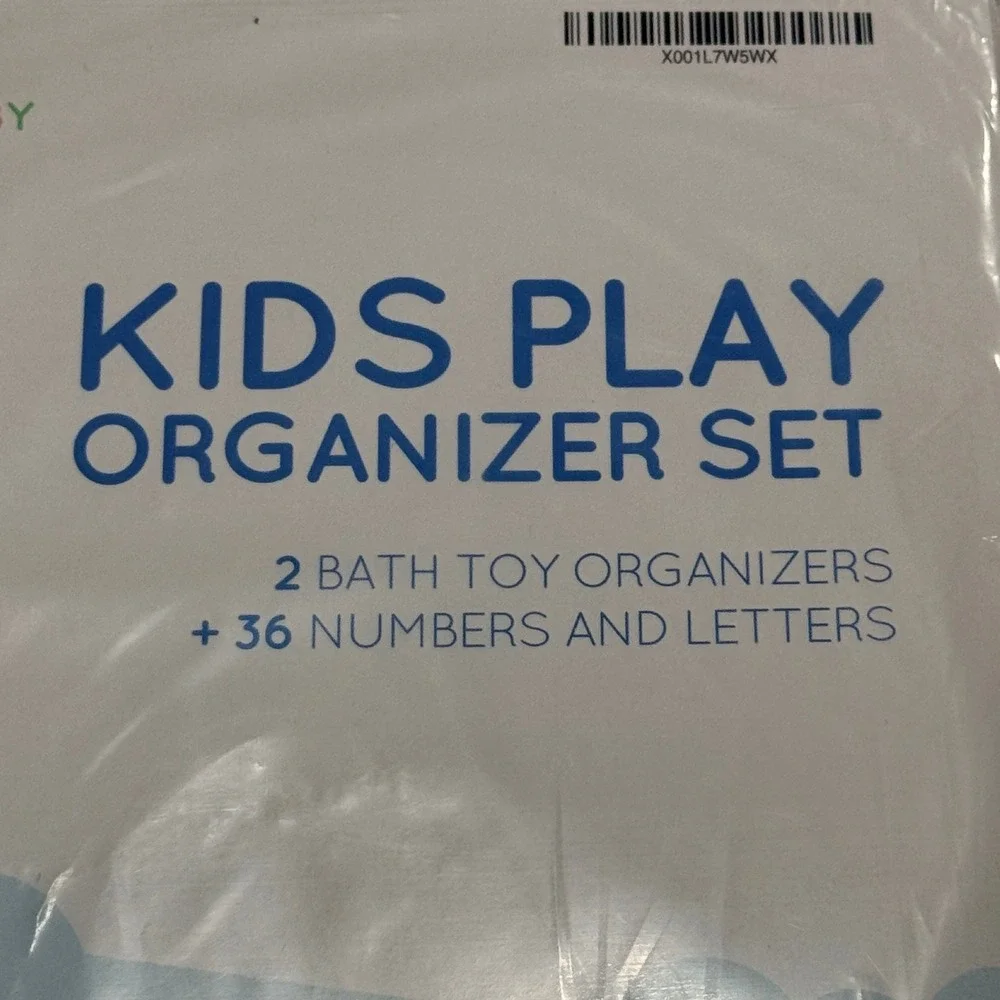 Comfylife Kids Play Organizer Set 2 Bath Toy Nets 36 Foam Letters Numbers White